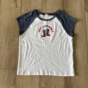 Messy Bun Just Chillin Cowgirl Boots Lets Go Girl Graphic Cropped Tee Large L